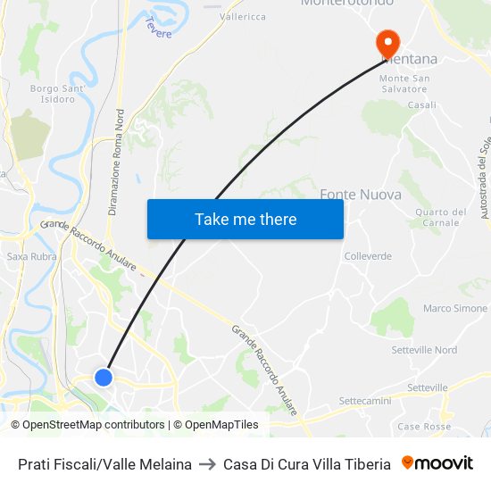 Prati Fiscali/Valle Melaina to Casa Di Cura Villa Tiberia map