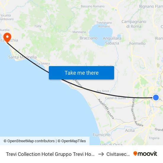 Trevi Collection Hotel Gruppo Trevi Hotels Rome to Civitavecchia map