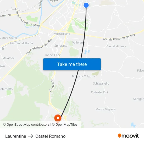 Laurentina to Castel Romano map