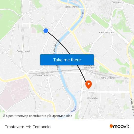 Trastevere to Testaccio map