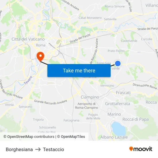 Borghesiana to Testaccio map