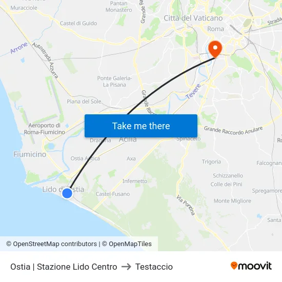 Ostia | Stazione Lido Centro to Testaccio map