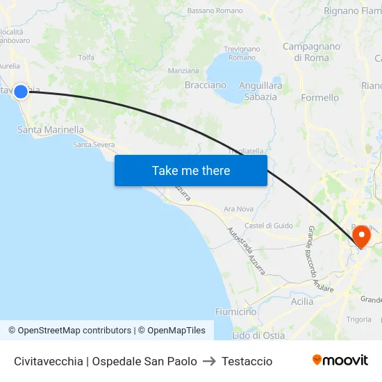 Civitavecchia | Ospedale San Paolo to Testaccio map
