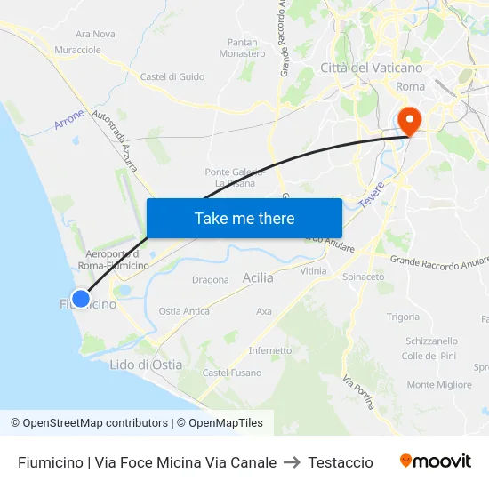 Fiumicino | Via Foce Micina Via Canale to Testaccio map