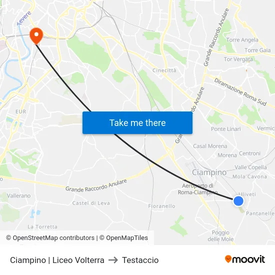 Ciampino | Liceo Volterra to Testaccio map