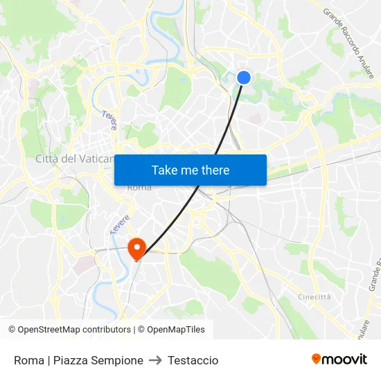 Roma | Piazza Sempione to Testaccio map