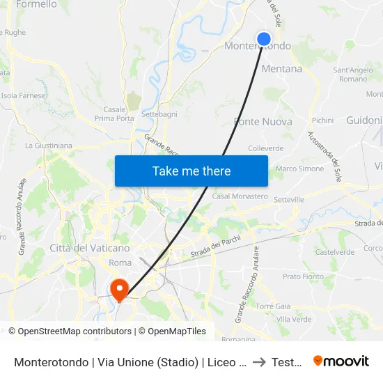 Monterotondo | Via Unione (Stadio) | Liceo Scientifico G.Peano to Testaccio map
