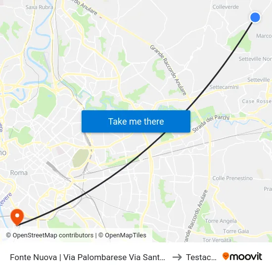 Fonte Nuova | Via Palombarese Via Santa Lucia to Testaccio map