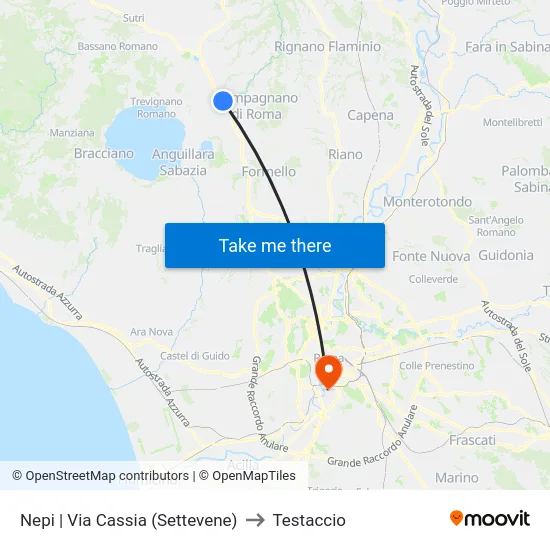 Nepi | Via Cassia (Settevene) to Testaccio map