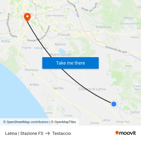 Latina | Stazione FS to Testaccio map