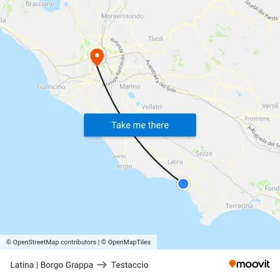 Latina | Borgo Grappa to Testaccio map