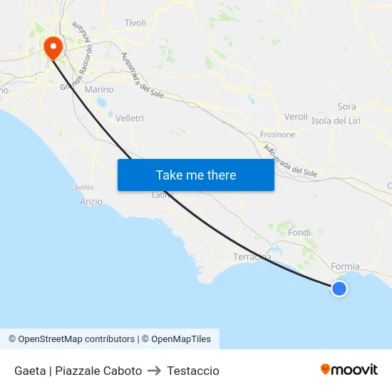 Gaeta | Piazzale Caboto to Testaccio map
