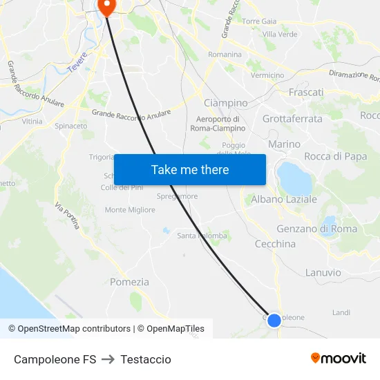 Campoleone FS to Testaccio map