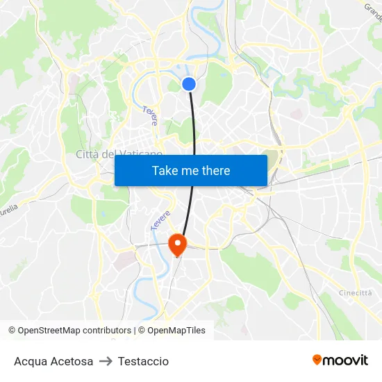 Acqua Acetosa to Testaccio map