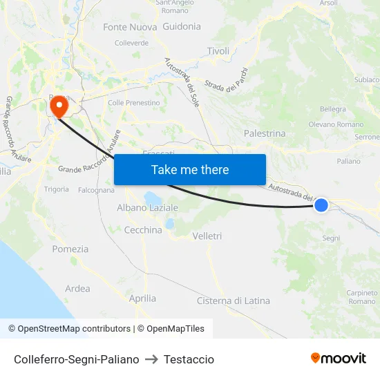 Colleferro-Segni-Paliano to Testaccio map