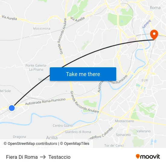 Fiera Di Roma to Testaccio map