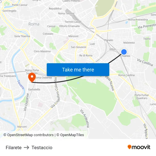 Filarete to Testaccio map