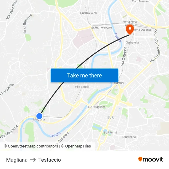 Magliana to Testaccio map