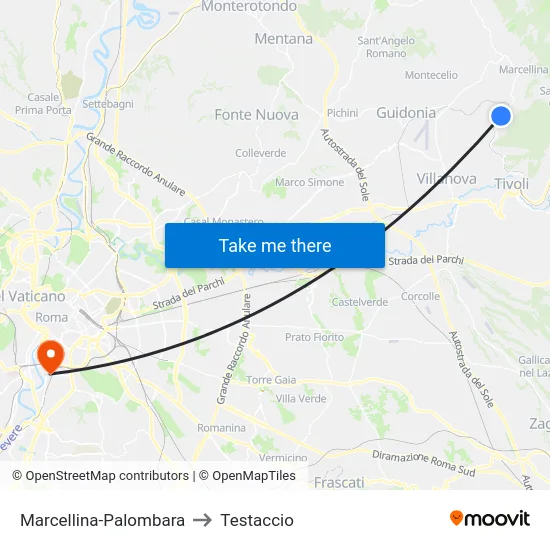 Marcellina-Palombara to Testaccio map