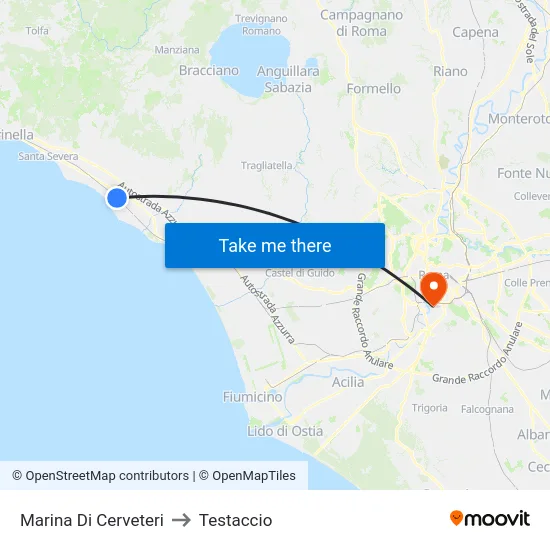 Marina Di Cerveteri to Testaccio map