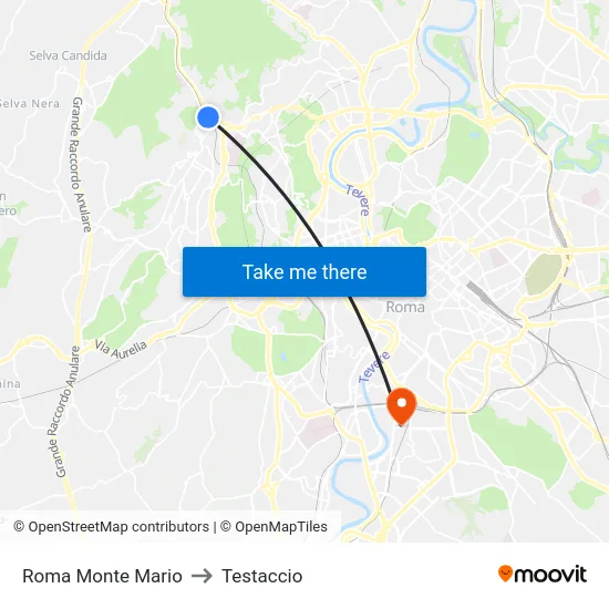 Roma Monte Mario to Testaccio map