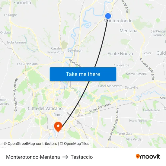Monterotondo-Mentana to Testaccio map