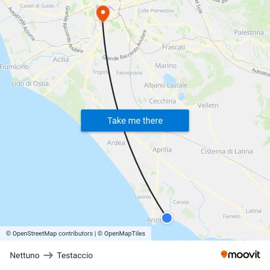 Nettuno to Testaccio map