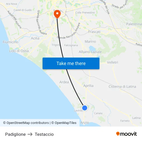Padiglione to Testaccio map