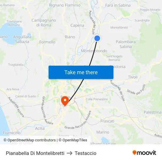 Pianabella Di Montelibretti to Testaccio map