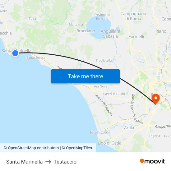 Santa Marinella to Testaccio map