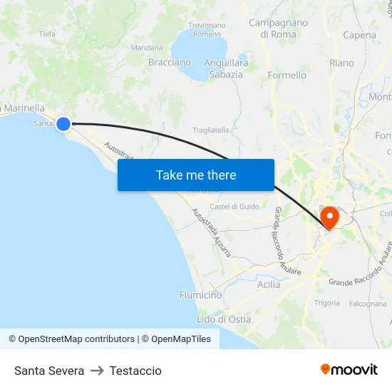 Santa Severa to Testaccio map