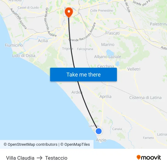 Villa Claudia to Testaccio map