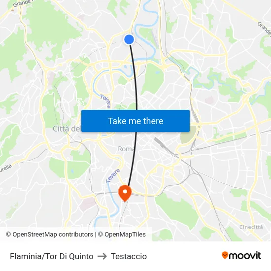 Flaminia/Tor Di Quinto to Testaccio map