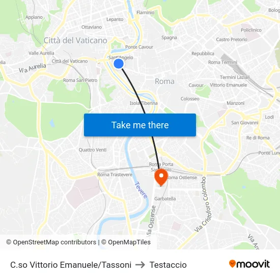 C.so Vittorio Emanuele/Tassoni to Testaccio map