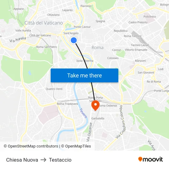 Chiesa Nuova to Testaccio map