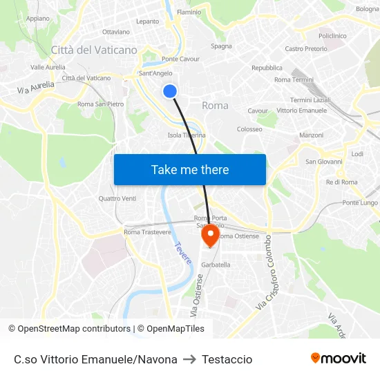 C.so Vittorio Emanuele/Navona to Testaccio map
