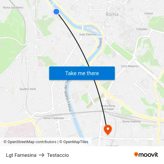 Lgt Farnesina to Testaccio map