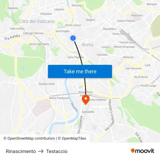 Rinascimento to Testaccio map