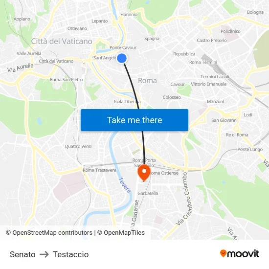 Senato to Testaccio map