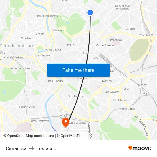 Cimarosa to Testaccio map