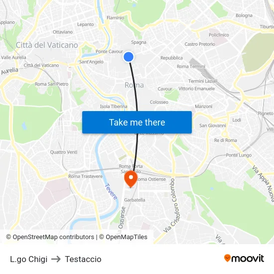 L.go Chigi to Testaccio map