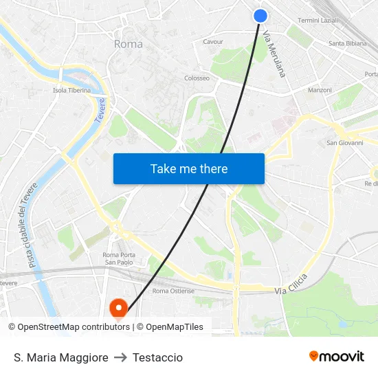 S. Maria Maggiore to Testaccio map