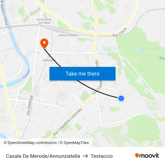 Casale De Merode/Annunziatella to Testaccio map