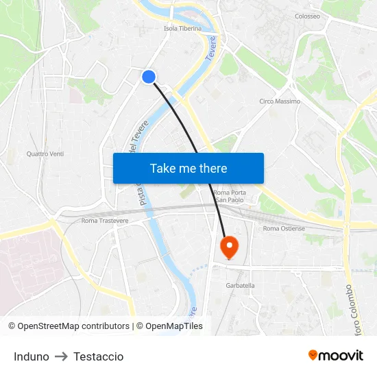 Induno to Testaccio map