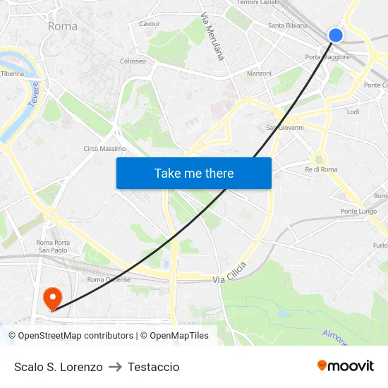 Scalo S. Lorenzo to Testaccio map
