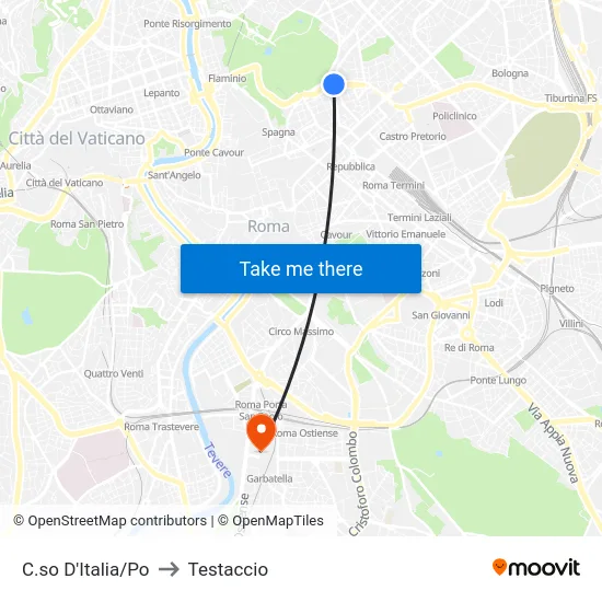 C.so D'Italia/Po to Testaccio map