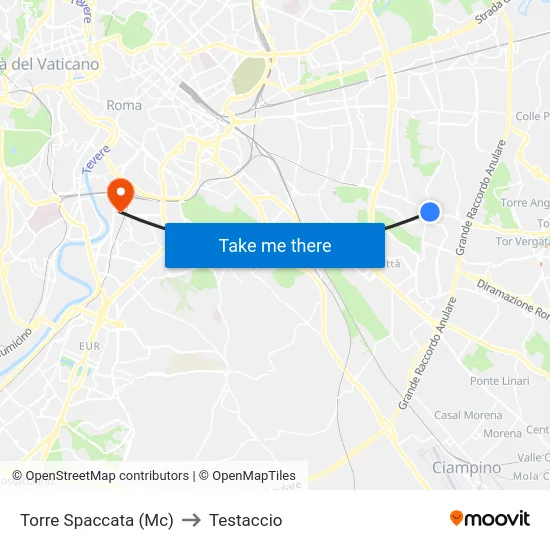 Torre Spaccata (Mc) to Testaccio map