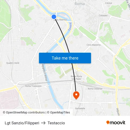 Lgt Sanzio/Filipperi to Testaccio map