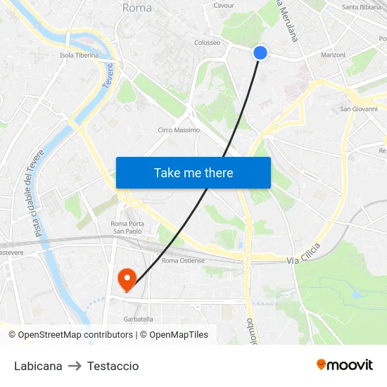 Labicana to Testaccio map