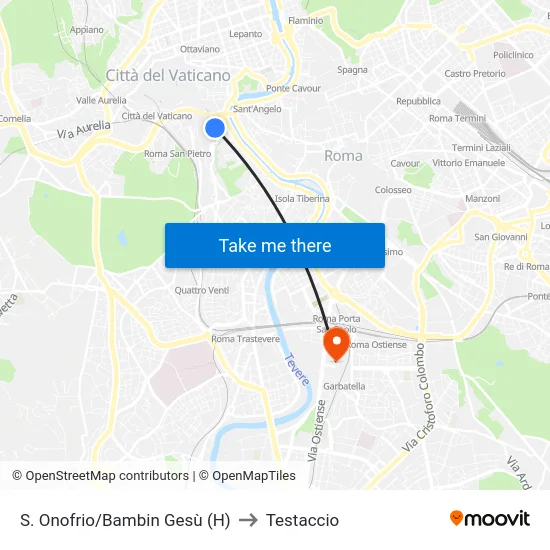 S. Onofrio/Bambin Gesù (H) to Testaccio map